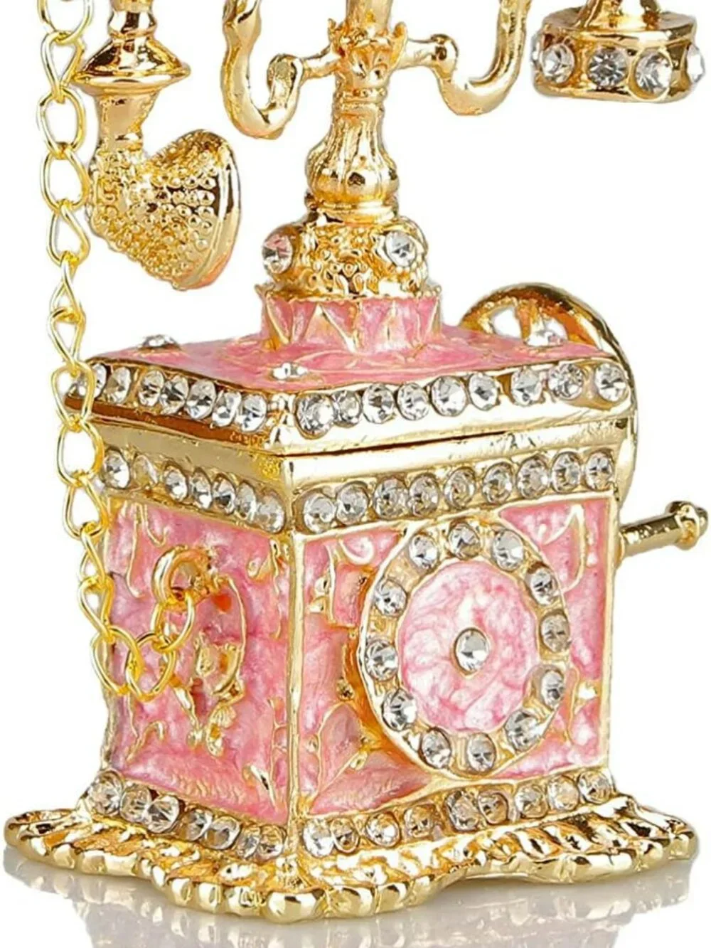 Cloisonné Telephone Figurine Jewelry Trinket Box Jewelry Hinged Beautiful Colors